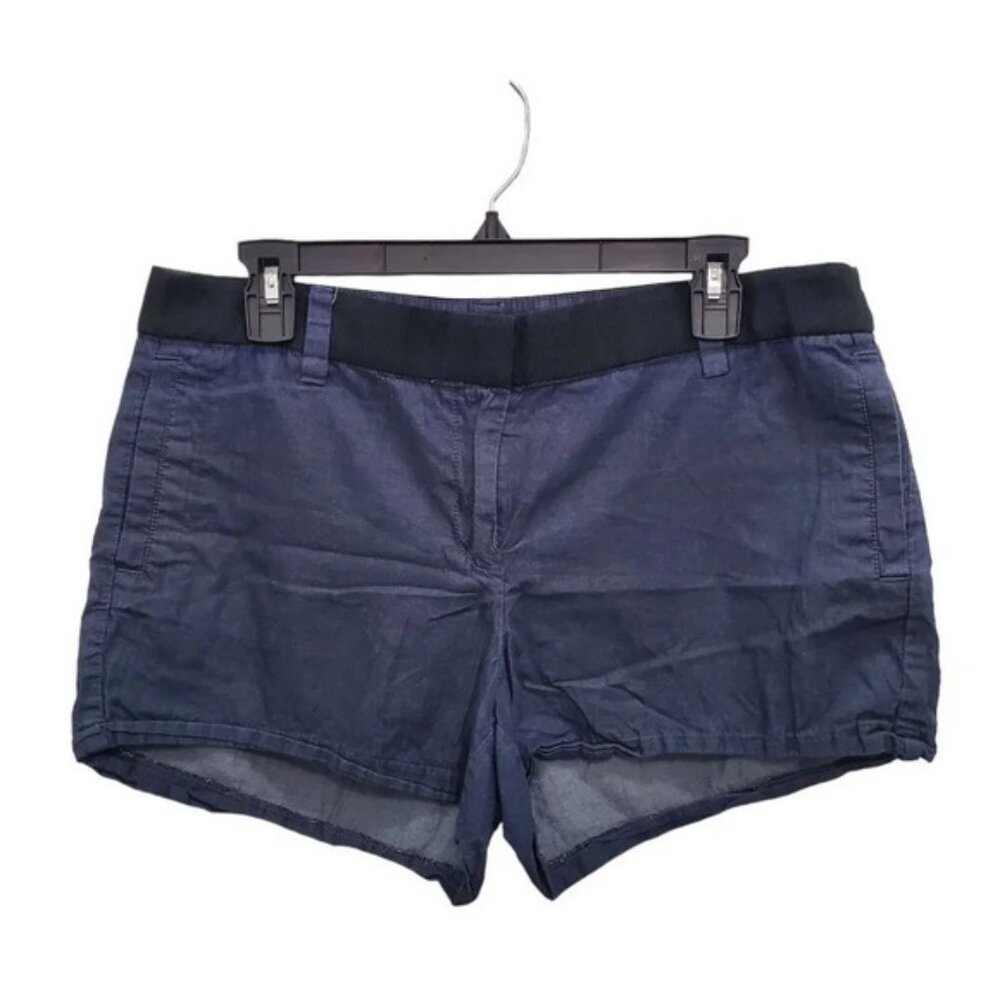 J. Crew Factory Women's Dark Wash Chambray Faux‎ Belted Cotton Shorts Size 10